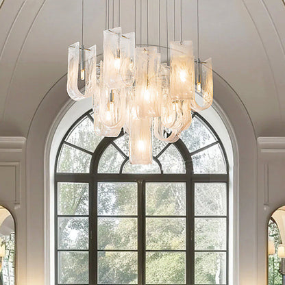 Traditional French Dome Round Geometry Transparent Glass Carbon Steel 1/7/13/19 - Light Chandelier For Living Room