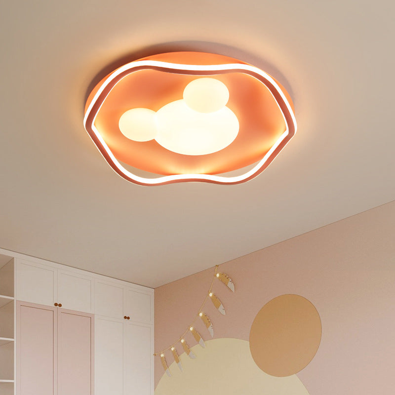 Contemporary Creative Corrugated Edge Mickey Iron Acrylic Aluminum LED Flush Mount Ceiling Light For Bedroom