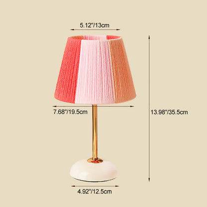 Contemporary Nordic Trapezoid Colorful Wool Yarn Lampshade Iron Base 1 - Light Table Lamp For Bedroom