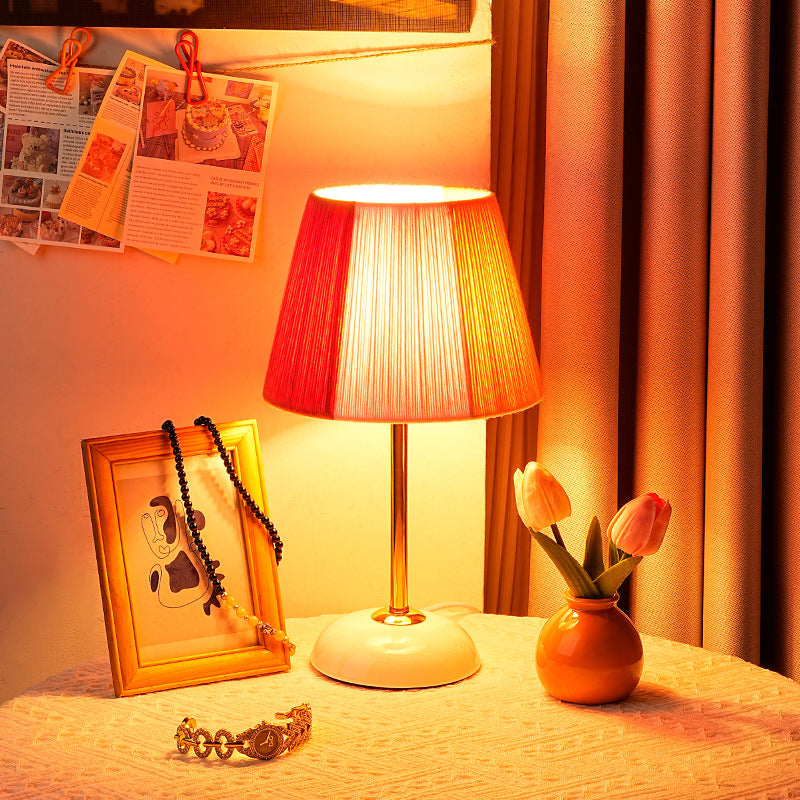 Contemporary Nordic Trapezoid Colorful Wool Yarn Lampshade Iron Base 1 - Light Table Lamp For Bedroom