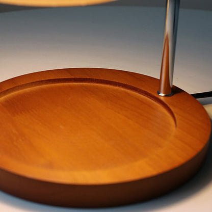 Contemporary Nordic Hemispherical Glass Lampshade Round Solid Wood Base Lampshade Iron 1 - Light Melting Wax Table Lamp For Bedroom