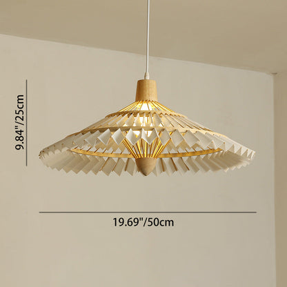 Traditional Japanese Dome Umbrella Shape Bamboo Parchment Weaving 1 - Light Chandelier For Dining Room