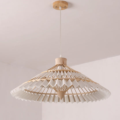 Traditional Japanese Dome Umbrella Shape Bamboo Parchment Weaving 1 - Light Chandelier For Dining Room