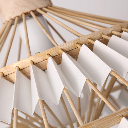 Traditional Japanese Dome Umbrella Shape Bamboo Parchment Weaving 1 - Light Chandelier For Dining Room