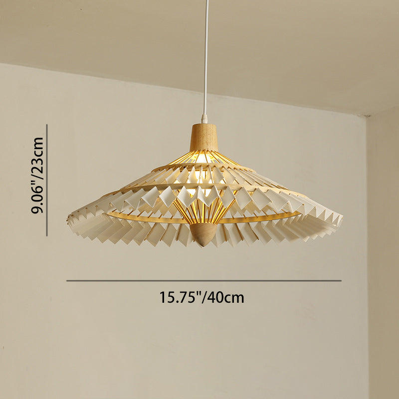 Traditional Japanese Dome Umbrella Shape Bamboo Parchment Weaving 1 - Light Chandelier For Dining Room