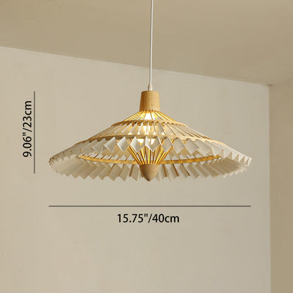Traditional Japanese Dome Umbrella Shape Bamboo Parchment Weaving 1 - Light Chandelier For Dining Room