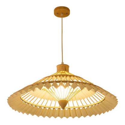 Traditional Japanese Dome Umbrella Shape Bamboo Parchment Weaving 1 - Light Chandelier For Dining Room