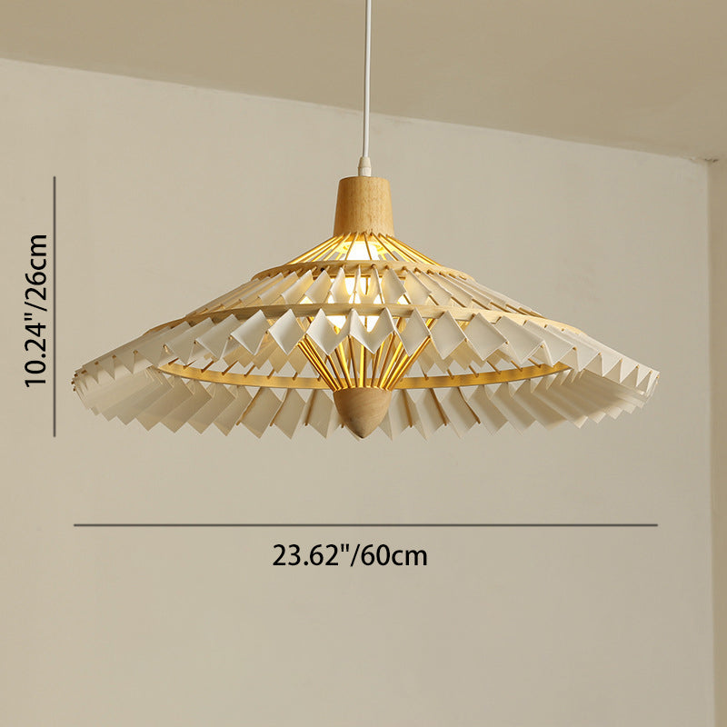 Traditional Japanese Dome Umbrella Shape Bamboo Parchment Weaving 1 - Light Chandelier For Dining Room