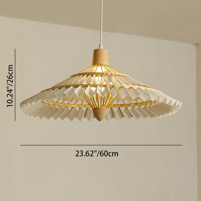 Traditional Japanese Dome Umbrella Shape Bamboo Parchment Weaving 1 - Light Chandelier For Dining Room
