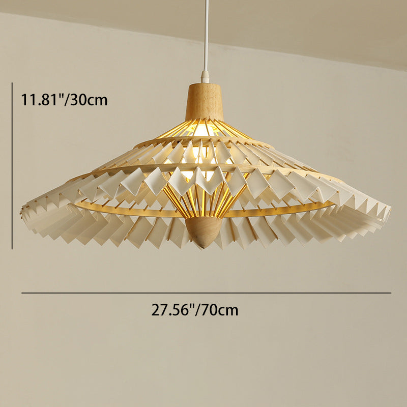 Traditional Japanese Dome Umbrella Shape Bamboo Parchment Weaving 1 - Light Chandelier For Dining Room
