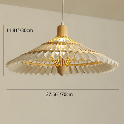Traditional Japanese Dome Umbrella Shape Bamboo Parchment Weaving 1 - Light Chandelier For Dining Room