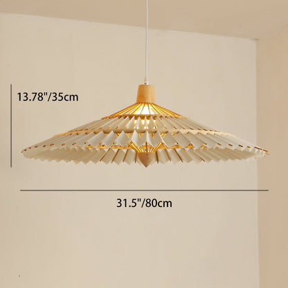 Traditional Japanese Dome Umbrella Shape Bamboo Parchment Weaving 1 - Light Chandelier For Dining Room