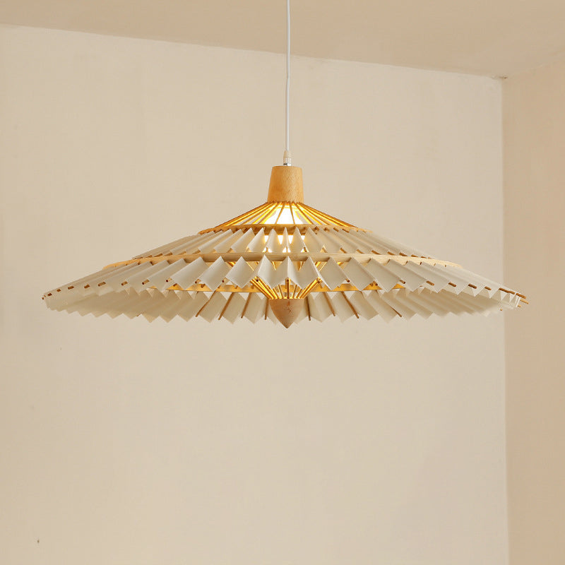 Traditional Japanese Dome Umbrella Shape Bamboo Parchment Weaving 1 - Light Chandelier For Dining Room