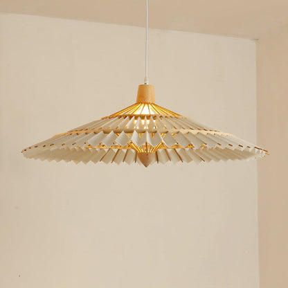 Traditional Japanese Dome Umbrella Shape Bamboo Parchment Weaving 1 - Light Chandelier For Dining Room