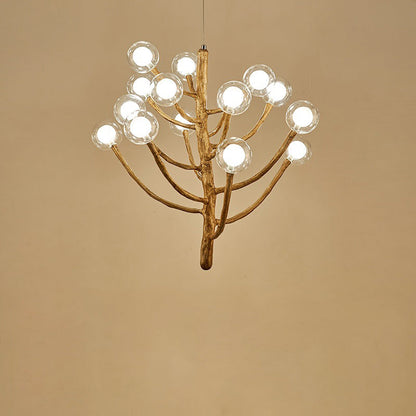 Traditional Japanese Dome Tree Branch Orbs Polymer Glass Hardware 3/6/9/12/15 - Light Chandelier For Dining Room