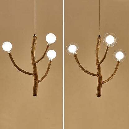 Traditional Japanese Dome Tree Branch Orbs Polymer Glass Hardware 3/6/9/12/15 - Light Chandelier For Dining Room