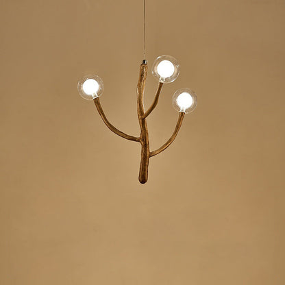 Traditional Japanese Dome Tree Branch Orbs Polymer Glass Hardware 3/6/9/12/15 - Light Chandelier For Dining Room