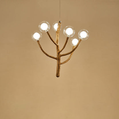 Traditional Japanese Dome Tree Branch Orbs Polymer Glass Hardware 3/6/9/12/15 - Light Chandelier For Dining Room