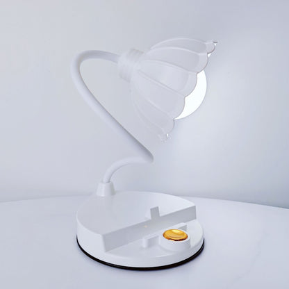 Contemporary Nordic Twistable Flower ABS Lampshade Round Base LED Table Lamp For Bedroom