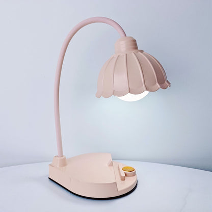 Contemporary Nordic Twistable Flower ABS Lampshade Round Base LED Table Lamp For Bedroom