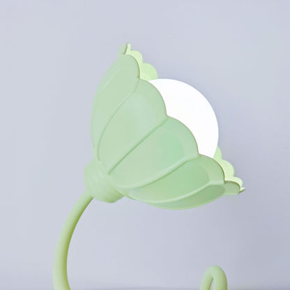 Contemporary Nordic Twistable Flower ABS Lampshade Round Base LED Table Lamp For Bedroom
