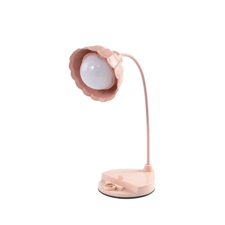 Contemporary Nordic Twistable Flower ABS Lampshade Round Base LED Table Lamp For Bedroom