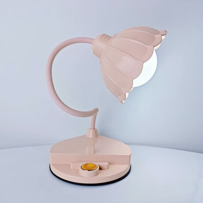 Contemporary Nordic Twistable Flower ABS Lampshade Round Base LED Table Lamp For Bedroom