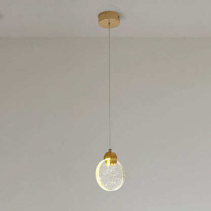 Modern Luxury Dome Round Crystal Lampshade Hardware LED Pendant Light For Bedroom