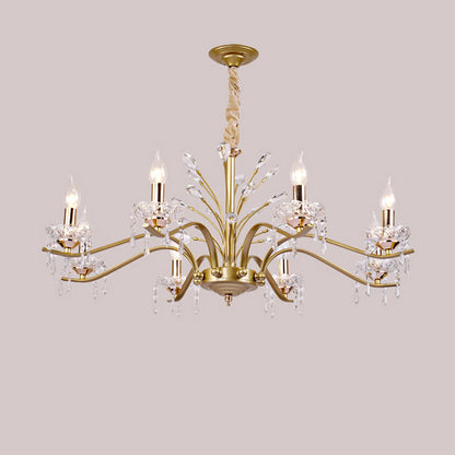 Contemporary Nordic Dome Branch Curved Rod Crystal Lampshade Iron 6/8/10 - Light Chandelier For Living Room