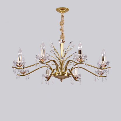 Contemporary Nordic Dome Branch Curved Rod Crystal Lampshade Iron 6/8/10 - Light Chandelier For Living Room