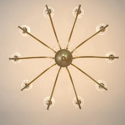Contemporary Nordic Dome Branch Curved Rod Crystal Lampshade Iron 6/8/10 - Light Chandelier For Living Room