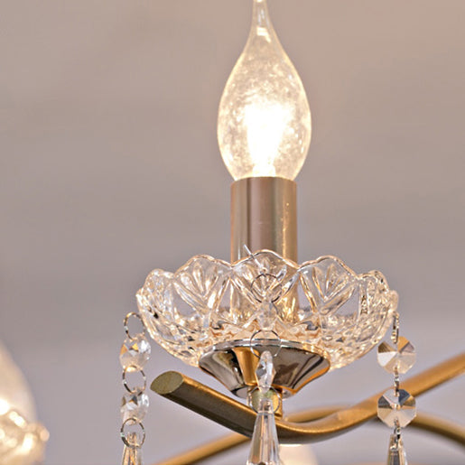 Contemporary Nordic Dome Branch Curved Rod Crystal Lampshade Iron 6/8/10 - Light Chandelier For Living Room
