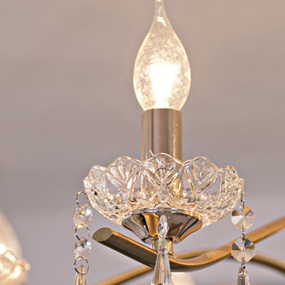 Contemporary Nordic Dome Branch Curved Rod Crystal Lampshade Iron 6/8/10 - Light Chandelier For Living Room