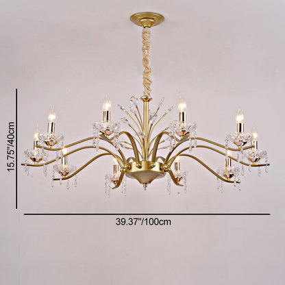 Contemporary Nordic Dome Branch Curved Rod Crystal Lampshade Iron 6/8/10 - Light Chandelier For Living Room