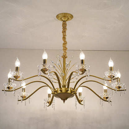 Contemporary Nordic Dome Branch Curved Rod Crystal Lampshade Iron 6/8/10 - Light Chandelier For Living Room