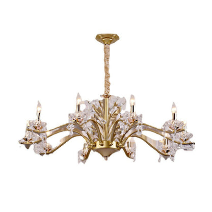 Contemporary Nordic Dome Branch Curved Rod Crystal Lampshade Iron 6/8/10 - Light Chandelier For Living Room