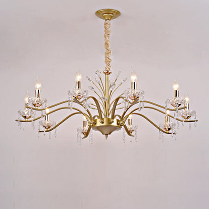Contemporary Nordic Dome Branch Curved Rod Crystal Lampshade Iron 6/8/10 - Light Chandelier For Living Room