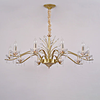 Contemporary Nordic Dome Branch Curved Rod Crystal Lampshade Iron 6/8/10 - Light Chandelier For Living Room