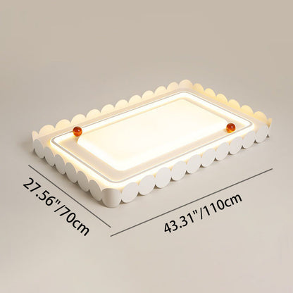 Contemporary Nordic Cream Round Square Rectangle Iron Acrylic LED Flush Mount Ceiling Light For Bedroom