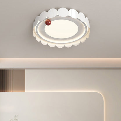 Contemporary Nordic Cream Round Square Rectangle Iron Acrylic LED Flush Mount Ceiling Light For Bedroom