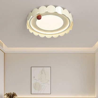 Contemporary Nordic Cream Round Square Rectangle Iron Acrylic LED Flush Mount Ceiling Light For Bedroom