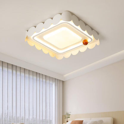 Contemporary Nordic Cream Round Square Rectangle Iron Acrylic LED Flush Mount Ceiling Light For Bedroom