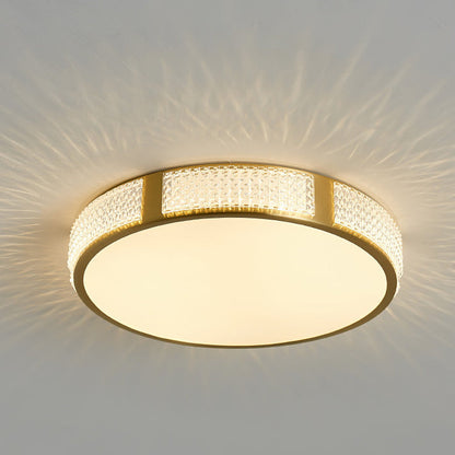 Contemporary Scandinavian Round Copper Acrylic LED Flush Mount Ceiling Light For Bedroom