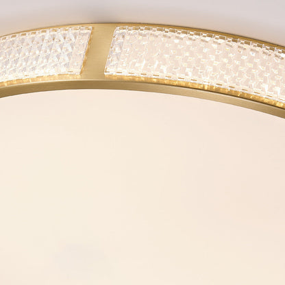 Contemporary Scandinavian Round Copper Acrylic LED Flush Mount Ceiling Light For Bedroom