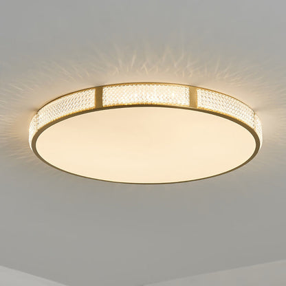 Contemporary Scandinavian Round Copper Acrylic LED Flush Mount Ceiling Light For Bedroom