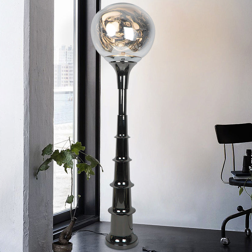 Contemporary Scandinavian Lava Orb PVC Acrylic LED Standing Floor Lamp For Living Room