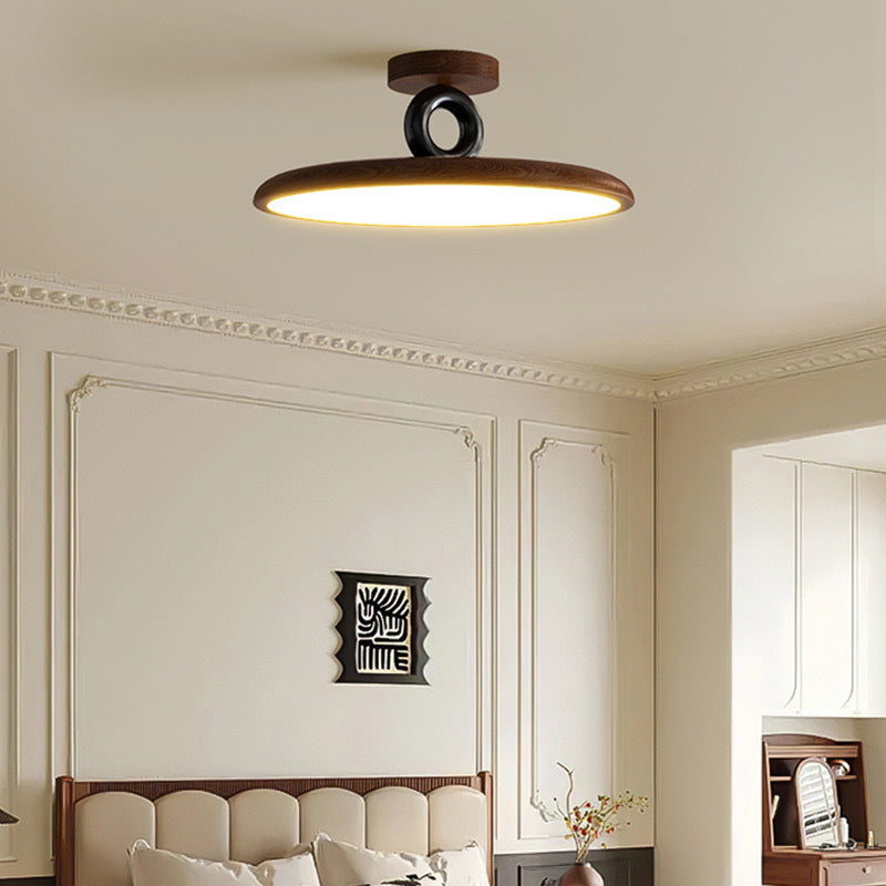 Contemporary Retro Dome Round Iron Acrylic LED Flush Mount Ceiling Light For Bedroom