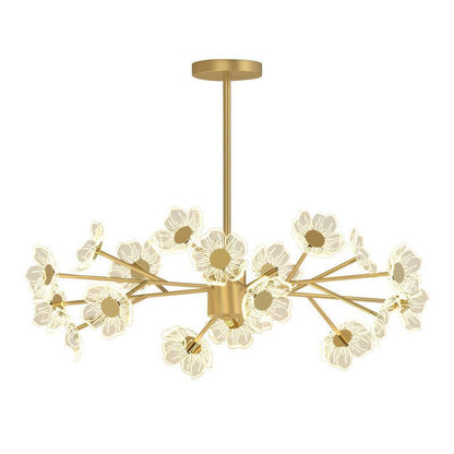 Contemporary Nordic Dome Flower Branch Rod Iron Acrylic LED Chandeliers For Dining Room