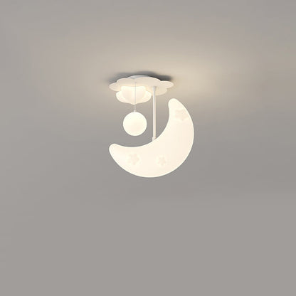 Contemporary Nordic Orbs Stars Moon Iron PE LED Chandeliers For Bedroom