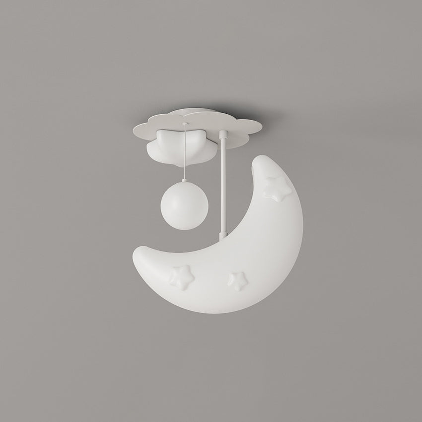 Contemporary Nordic Orbs Stars Moon Iron PE LED Chandeliers For Bedroom